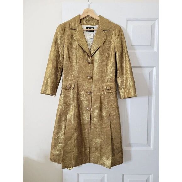 Authentic Dolce Gabbana Gold Brocade Floral Coat IT 40 - Picture 1 of 9